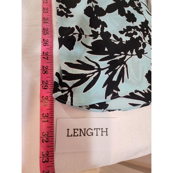 WORTHINGTON WOMENS XL BABY BLUE FLORAL LEAF BLOUSE SHEER V NECK TROPICAL POPOVER - Picture 12 of 12